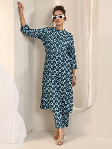 Image of Libas Printed Viscose A Line Kurta Set for women 99232R S | daily wear suit