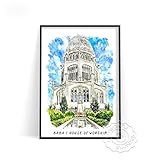 tianxianbaobao Cartel de Viaje de la Ciudad Mundial, Paisaje de Edificios de Alemania Países Bajos Ámsterdam España Barcelona Arte Lienzo Pintura A3615 50 × 70 CM sin Marco