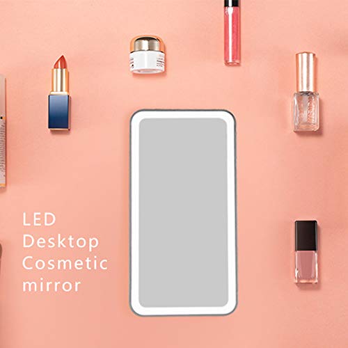 Andoer Mini espelho de maquilhagem portátil espelho pequeno com luz tipo telemóvel