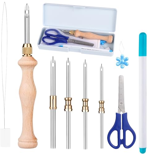 Punch Needle Kit with Storage Box,Adjustable Punch Needle Tool with1.6mm/2mm/2.5mm/3.5mm/5mm Metal...