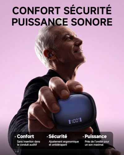 Eovuox W-A2 Amplificateur auditif à clipser à oreille ouverte | Boîtier de chargement à affichage numérique LED, ajustement sûr et confortable, amplification sonore claire et naturelle – vue 2