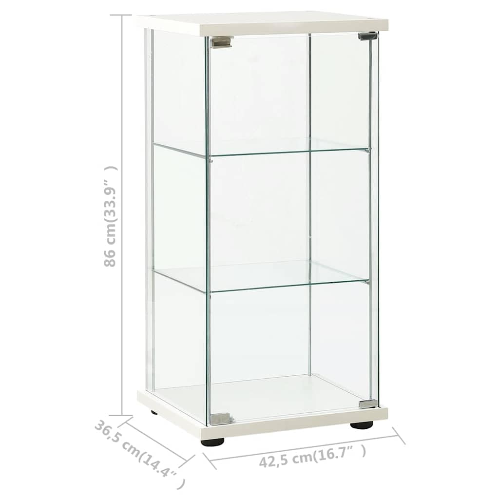 vidaXL Vitrinenschrank mit 3 Schichten Glasvitrine Sammlervitrine Vitrine Schrank Bücherschrank Wohnzimmer Schlafzimmer Hartglas Weiß