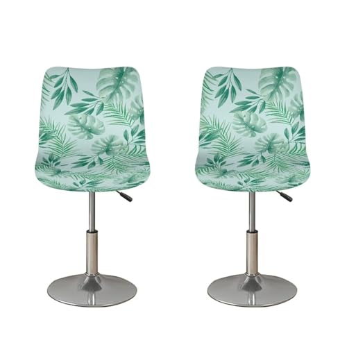 Image of Green Leaf Bar Stool Covers Seat Covers for Dining Room Chairs Set of 4,Stretch Chair Seat Slipcovers Protector Removable and Washable Kitchen Dining Chair Covers