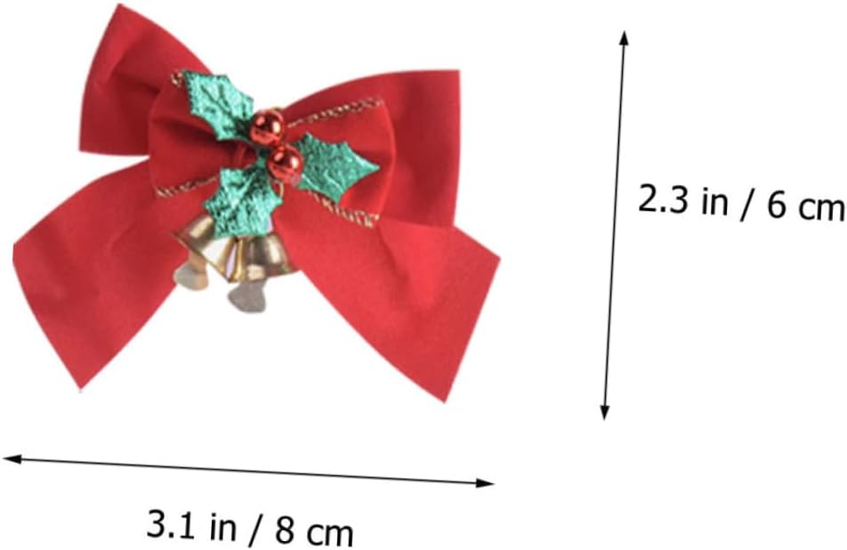 Ciieeo 20Pcs Bowknot Bell Pendant for Christmas Tree Decor Chic Hanging Ornaments Leaves Xmas Decorations for Holiday Parties and Festive Celebrations