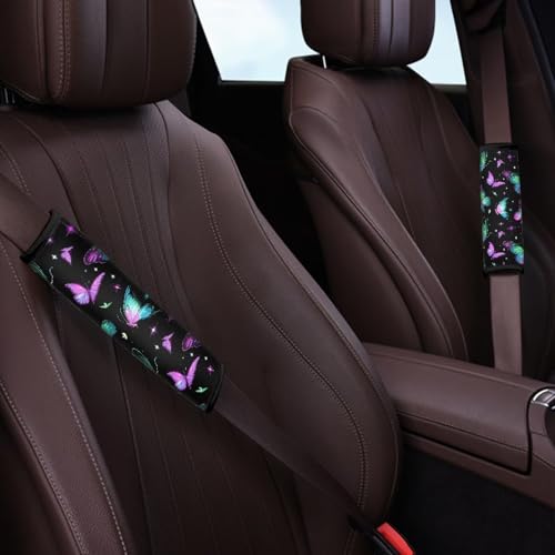 Image of AFPANQZ Butterflies Seat Belt Cover for Women Adults 2 Packs Comfortable Driving Shoulder Protectors Car Safety Seatbelt Pads Soft Comfort Cushion Car Seats Accessories Decor