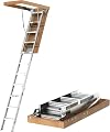 10 Foot Aluminum Attic Ladder Pull Down System for 54" W x 25" H Opening, Attic Access Ladder Drop Down Hidden Stairs, 350-Pound Load Steps for 7'8"-10'3" Ceiling Heights