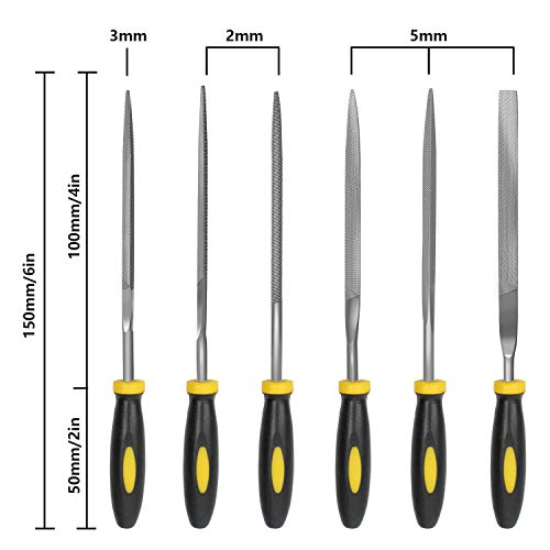 Aiproda 6Pcs File Set, 5.5In Needle Files, 3 Mm Diameter Carbon Steel File Kit With Handle, Suitable For Metal, Wood, Glass, Plastic, Leather, Jewelry #TOP1