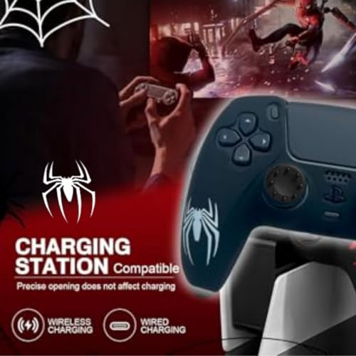 Image of TMG PS5 Controller Skin Spider-Man Theme Silicone Special Edition Protective Skin Case Cover for PS5 Controller with 2 Thumb Grip Caps (White /Red)
