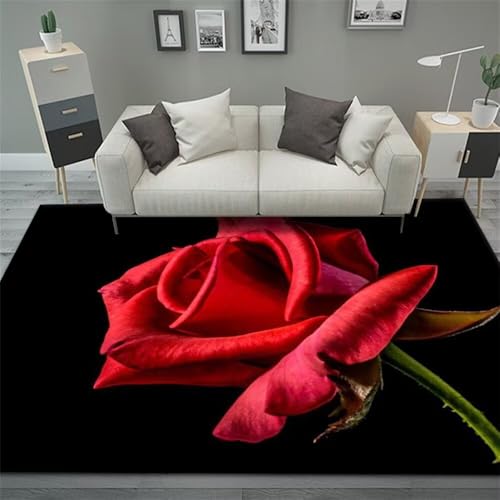 Tapis de chambre et bébé 120x140 cm lavable rectangle noir et rouge - 2