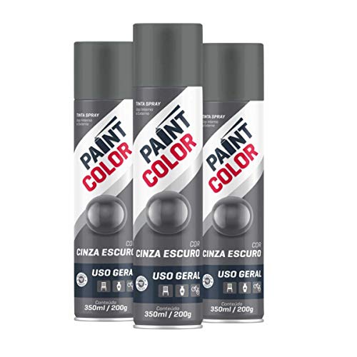 Tinta Spray Paintcolor Uso Geral Cinza Escuro 350ml - 3 Peças