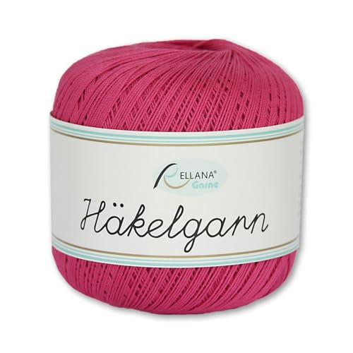 Frida's Wollhaus Rellana 50 g Häkelgarn 100% Baumwolle | 13 Farben zur Auswahl |Häkeln Handarbeit (34 | pink)