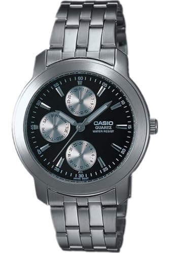 Casio Men's MTP1192A-1A Silver Stainless-Steel Quartz Watch with Black Dial