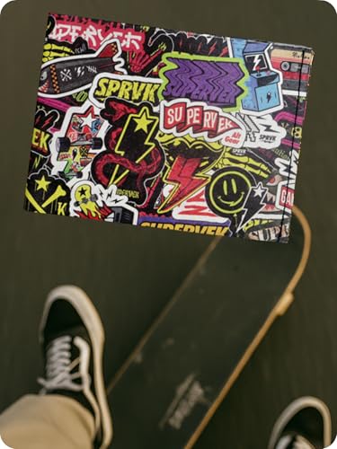 Image of Supervek Sticker Paper Slim Wallet - Hypebeast Anime Streetwear Stitched Bifold Mens Wallet - Men's Credit Card Holder Purse Wallets, Gifts for Him Boys Gents - RFID Blocking