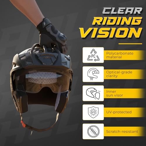 Image of Rydr Flare Dual Black Half Face Motorbike Helmet for Men and Women | Secure Fit Helmet with Durable Shell Comfortable Padding and Airflow System for Safe Two Wheeler Riding