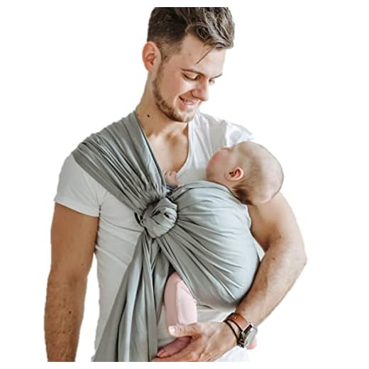 Shabany® Ring Sling – 100 % ekologisk bomull – bärsele för nyfödda och småbarn upp till 33 kg (grå)