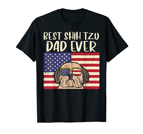 Hombre Best Shih Tzu Dad Ever US Flag Patriotic Dog Owner Men Gift Camiseta