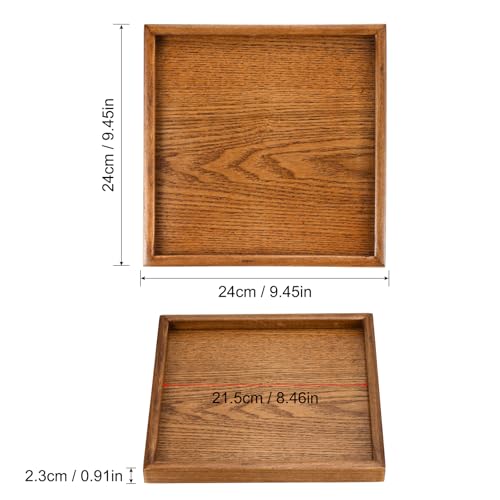 PATIKIL Wood Serving Tray 9.4 Inch, Square Decorative Platter for Home Decor Kitchen Table Candle Holder, Brown by PATIKIL - Image 2