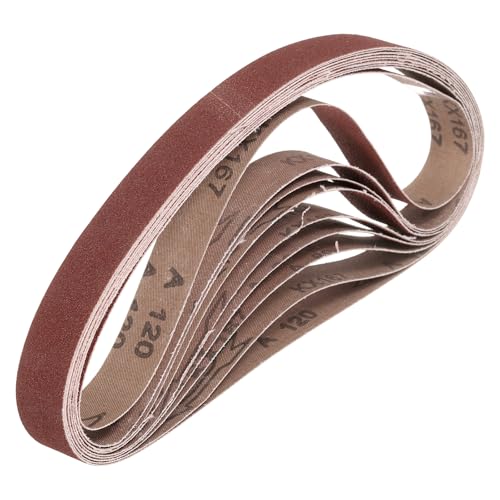 sourcing map 25mm x 762mm Sanding Belts, 10 Pcs 120 Grits Aluminum Oxide Abrasive Belt Sander File Belt for Woodworking, Metal Polishing, Knife Sharpener