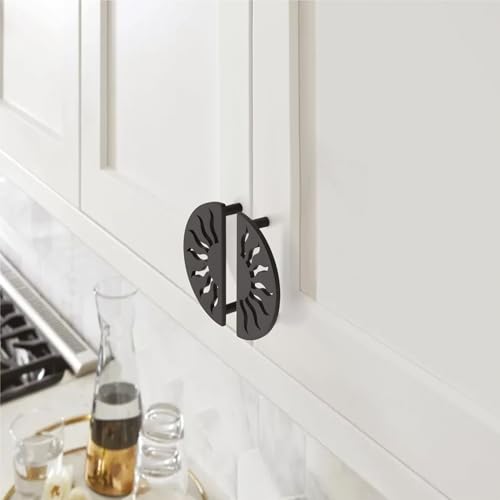 Image of COMPASS Stainless Steel Surya Cabinet Knobs, Drawer Pulls, Knobs for Dresser Drawers, Drawer Knobs Handle, Kitchen Knobs (Jet Black Finish) Pack of 8 pcs