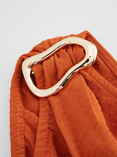 CIDER Summer Asymmetrical Neck Mini Dress Elastic Waist Buckle Knotted Lined Short Dresses Vacation Party3