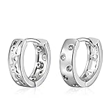 Teppdfann Small 925 Sterling Silver Circle Earrings for Women Carving Huggie Hoop Earrings Cute Earrings for Gift