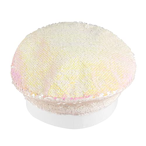Boland 33021, Sandy Candy Hat, White/Silver, with Reversible Sequins and Gemstones, Rock Star, Punk Lady, Hat, Costume - Image 4