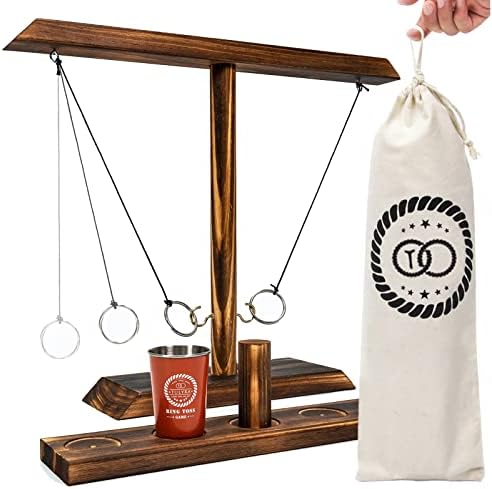 Tulyra Ring Toss Games for Adults, Hook and Ring Game with Exclusive Carrying case & Unique Stainless Shot Glass, Super Easy to Assemble, XL Size(15.7" X 13") Shot Ladder, Tabletop Drinking, Outdoor