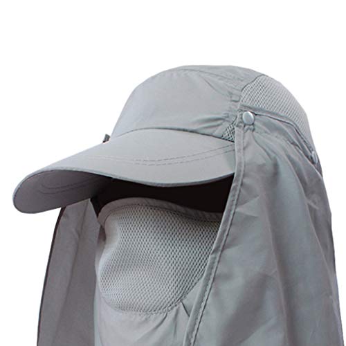 homozy Boné De Beisebol Camping Boonie Orelha De Pesca Neck Flap Face Cover Visor Sun Hat - cinzento