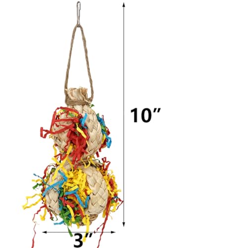 Image of 2PCS Bird Foraging Toys, Parrot Shredding Chewing Shredder Hanging Toys, Parakeets Shredded Paper Bird Cage Accessories Toy for Small Parrots, Conures, Love Birds, Cockatiels
