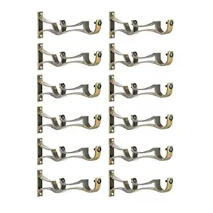 Rkoing Antique Finish Double Curtain Support for Bracket Parda Holder Window Rod Support Fittings (Pack of 12, Gold)