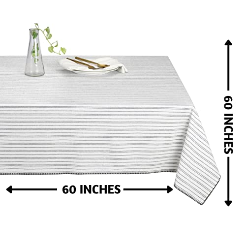 Folkulture Table Cloth Or Tablecloths For Square Table 60 X 60 Inches, 100% Cotton Bohemian Table Cover For Farmhouse Tabletop Or Boho Decorations, Spring/Summer Table Clothes, Charcoal Gray #TOP3