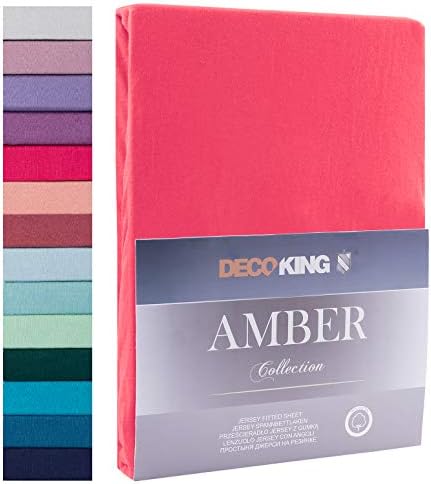 DecoKing Fitted Sheet UK Single Cotton Jersey Boxspring, Amber Collection, 80x200-90x200 cm Blue
