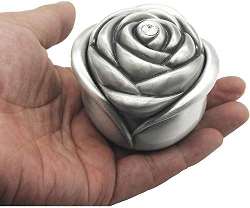 Slivy Creative Rose Ring Box, European Jewelry Treasure Chest Holder, Exquisitely Carving Jewellery Organizer Trinket Case, Unique Keepsake Gift Case for Engagement Christmas Display