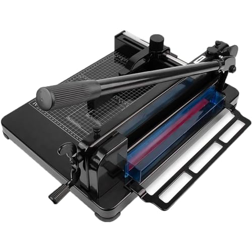 Manueller Hebelschneider mit Sicherheitsschutz, verstellbarem Lineal und Ausrichtungsraster für präzises Schneiden, ideal für Büro, Zuhause und Schule