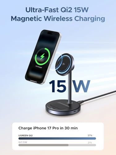 UGREEN Qi2 15W 2-in-1 MagSafe-Compatible Wireless Charging Stand - image 2