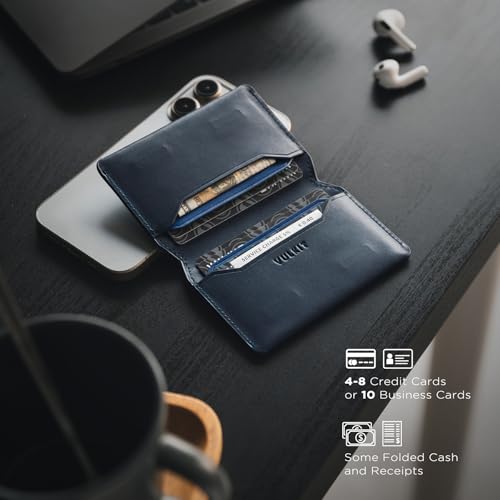 VULKIT Slim Minimalist Card Holder RFID Blocking Leather Credit Card Holder Front Pocket Wallet Magnetic Closure3
