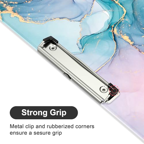 Image of Plastic A4 Clipboard Landscape, Fashion Clip Board with Low Profile Clip for Drawing, Sketching, Art Supplies, Drafting Supplies, Colorful Ink Marble