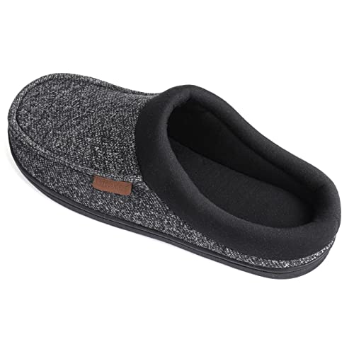 Ultraideas Men's Nealon Moccasin Clog Slipper, Slip On Indoor/Outdoor House Shoes(Black/Gray, 11-12) #TOP3