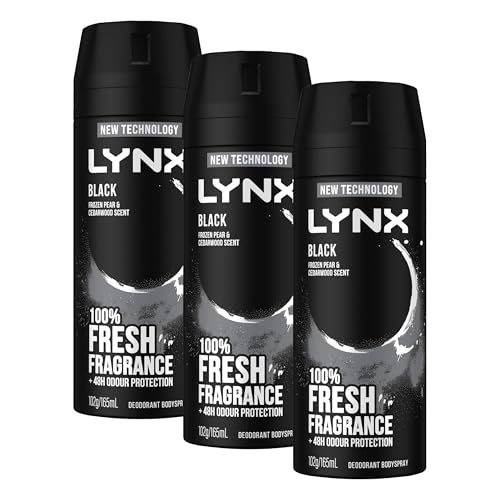LYNX Black Deodorant Body Spray 165 ml (Pack of 3)