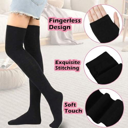 Image of Black and White Striped Arm Leg Warmers Sleeves Set Rainbow Socks Knee High Fingerless Gloves Hand Thigh Warm