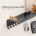 niffgaff Key Holder Wall Mounted, Entryway Key Rack with Shelf, Modern Metal Key Organizer with Hooks for Mail, Wallet, Key | Adhesive or Drill | Black - Image 3