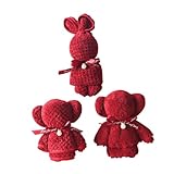 Homoyoyo 3 Stück Dekorative Haushalts Handtücher mit Bären und Osterdesign Weiche Waschlappen mit Perlenbesatz in Weinrot Festliche Accessoires für Bad und Küche