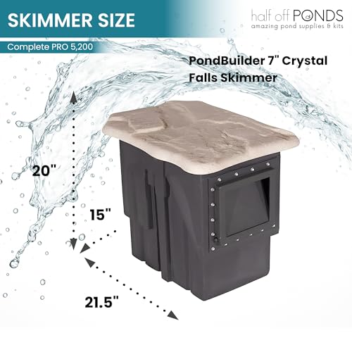 HALF OFF PONDS Complete PRO 5,200 GPH Submersible Pump Pond Kit 20' x 30' EPDM Rubber Pond Liner, Waterfall Filter, Skimmer, Lighting & Plumbing Koi Pond Kit, Backyard Water Garden - Thumbnail 4