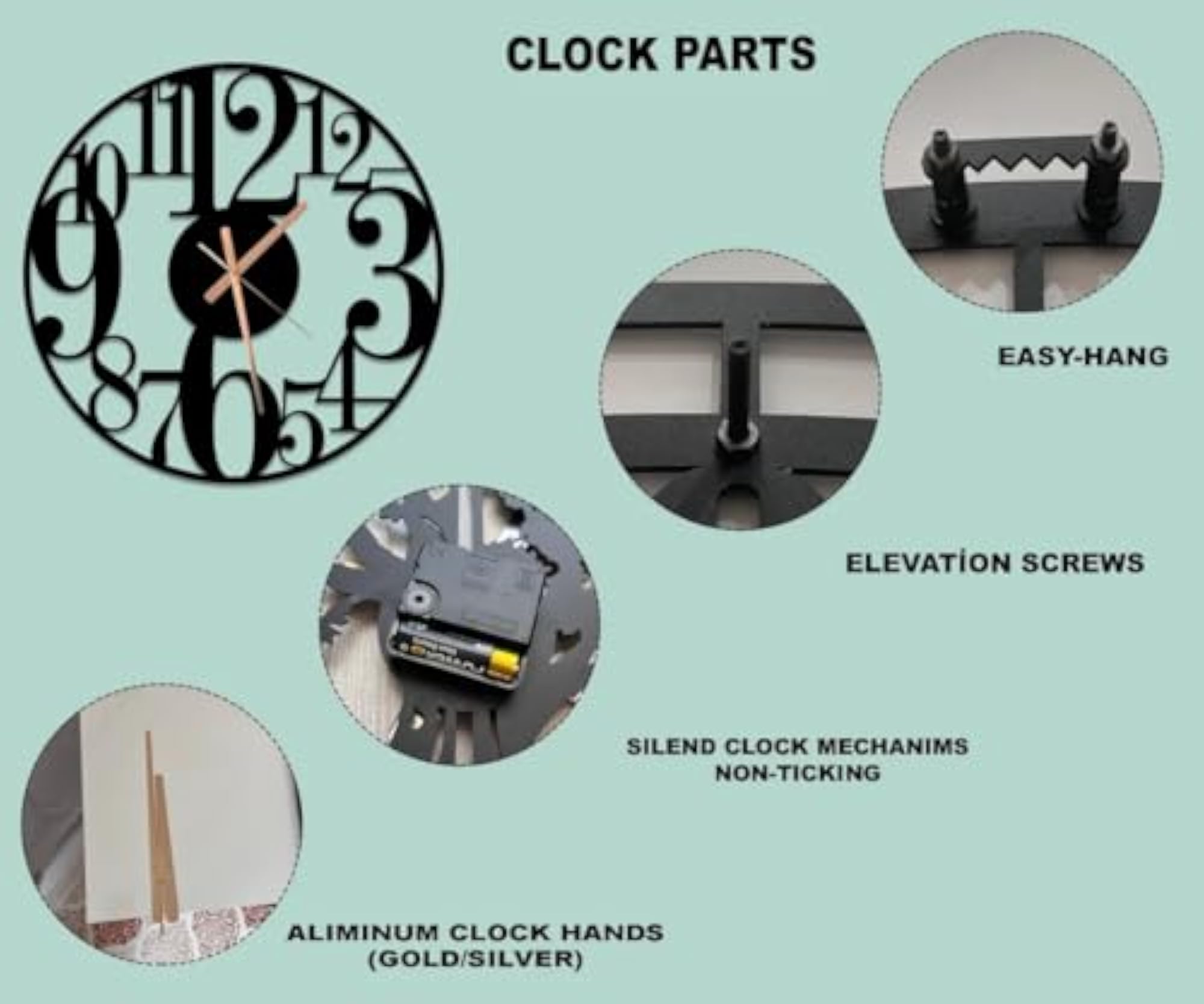Rustic Metal Wall Clock, Modern Farmhouse Decor