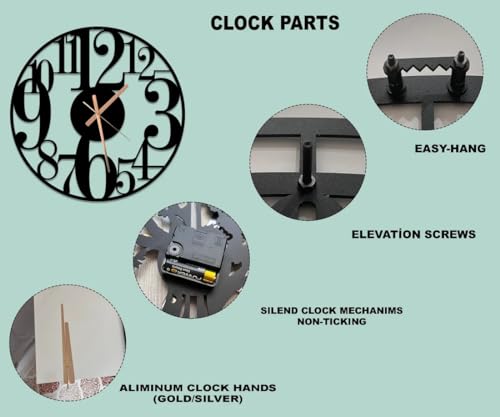 Image of Designer Metal Wall Clock for Living Room | Antique Stylish Fancy Decorative Big Size Wall Watch for Bedroom, Office, Kitchen, Dining, Hall and Decor (Black(ST-23), 60CM)