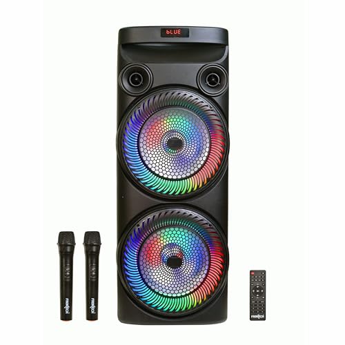 Image of FRONTECH Astro Wireless Bluetooth 120W 5.0 Trolley Speaker with RGB Party Lights, Dual Wireless Mic, 1.0 Channel (Black, SW-0204)
