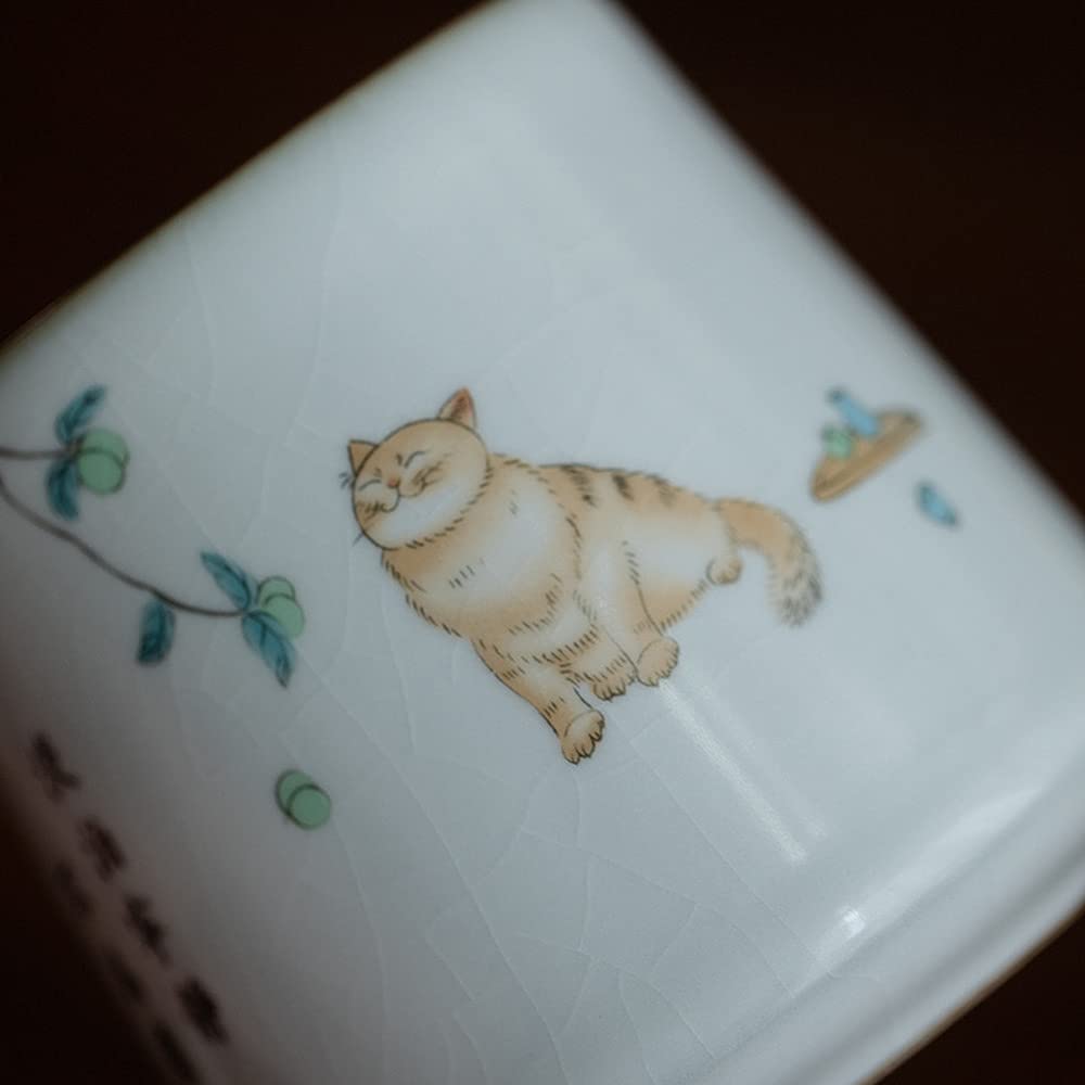 380 ml Ceramiczne Kubki do Herbaty Filtry Wzór Kota Filiżanka Do Kawy Chiński Kubek Do Herbaty Zestaw Do Herbaty