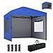Outsunny Carpa Plegable 3x3 m, Pop-up, Cenador Pabellón de Jardín con 3 Paredes Laterales, 2 Ventanas Malla, UPF50+, Altura Ajustable 3 Niveles, Bolsa Transporte, Sacos Arena, Gazebo Exterior, Azul