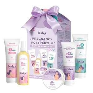 Leska Maternity Gift Set | Belly Lotion, Belly Oil, Stretch Mark Defense Cream & Belly Butter, Toning Gel | All-Stages Skincare for Pregnancy & Postpartum | New Mom Gifts (Set of 5, 4-4.93oz each)