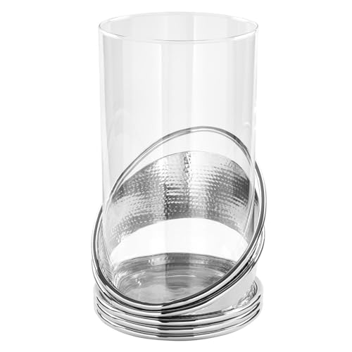 Fink edles Windlicht 30x26 cm aus Glas-Aluminium Kerzenhalter für Stumpenkerzen